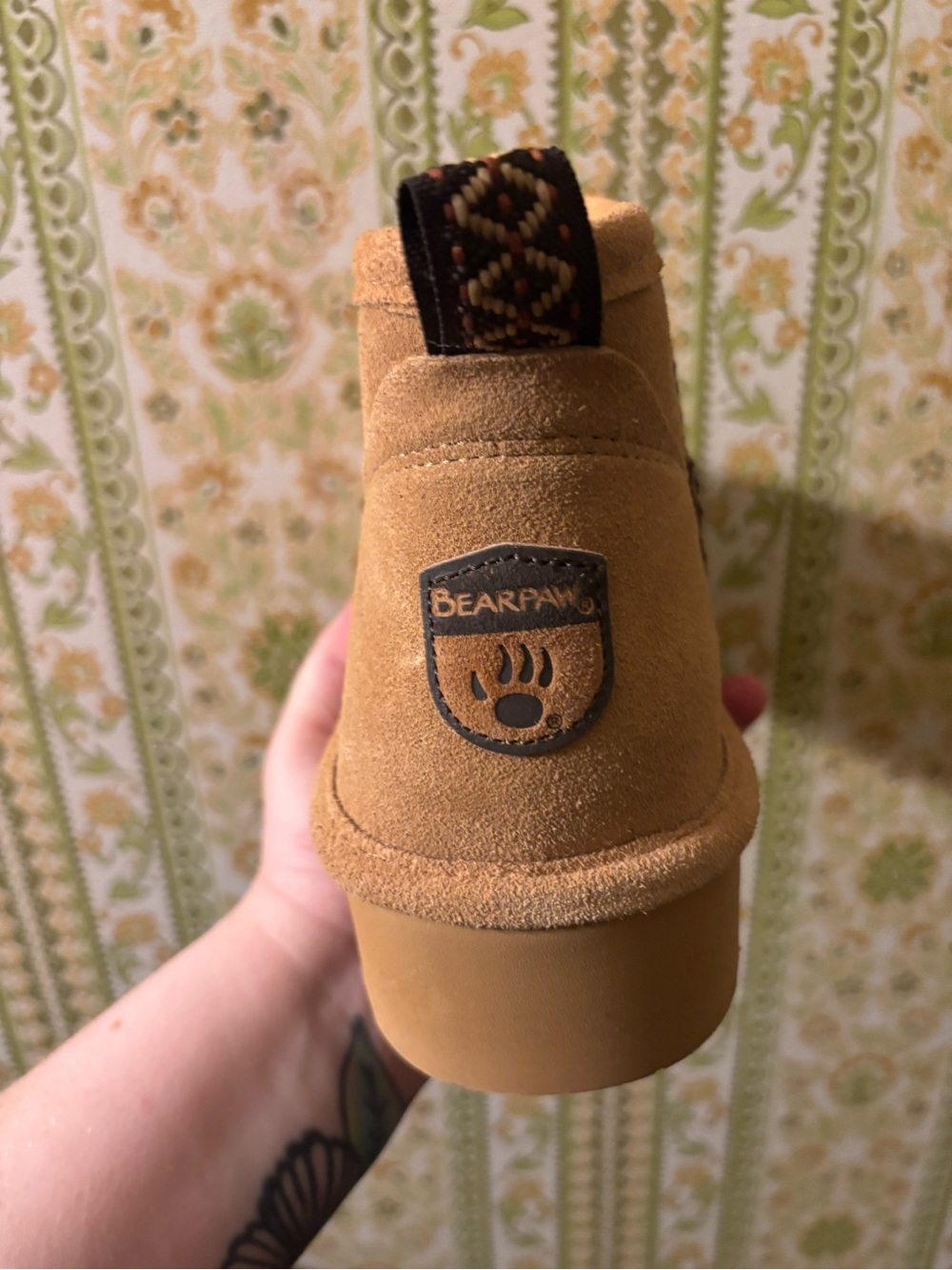 BearPaw Chestnut Suede Shearling Ankle Boots - Picture 4 of 5